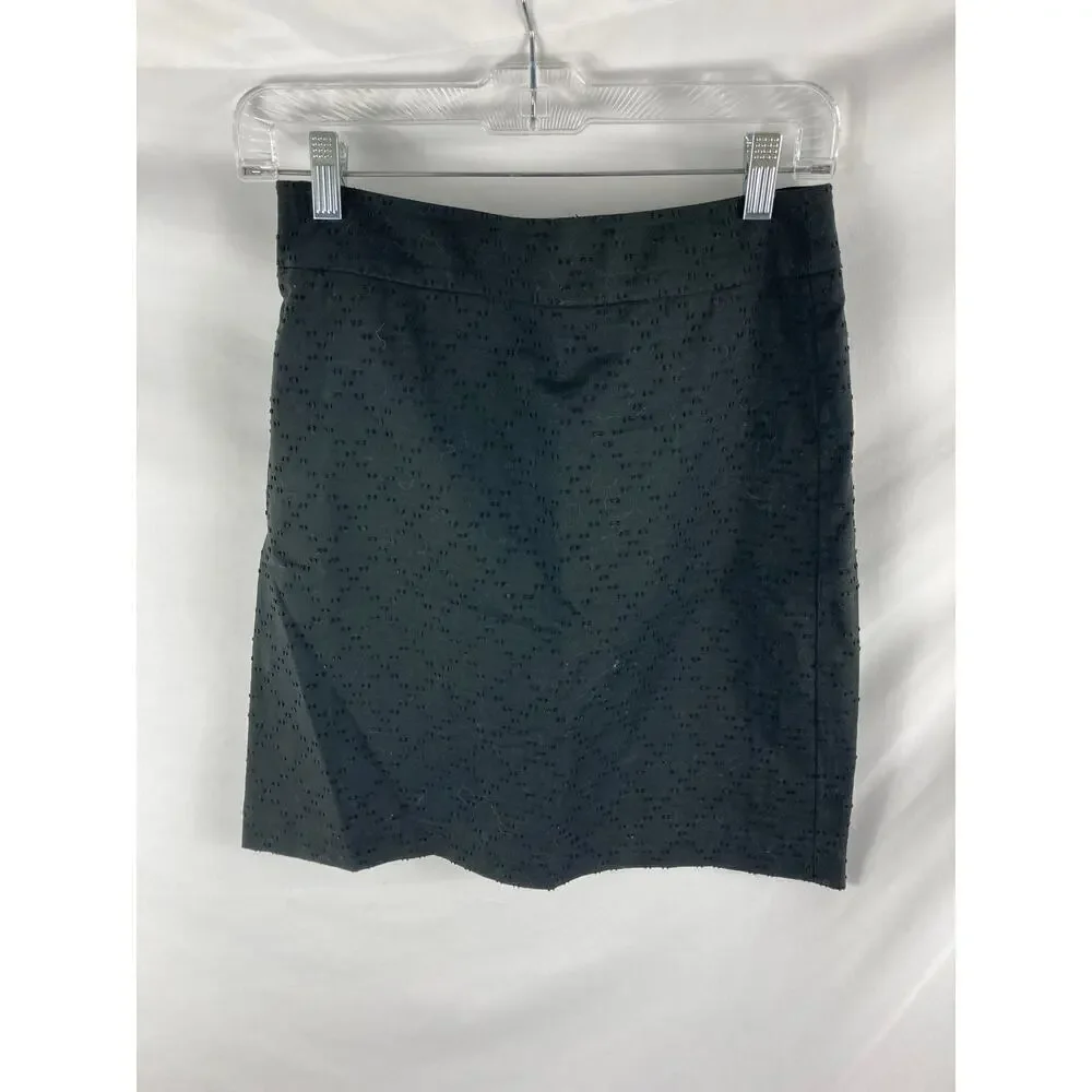 Ann Taylor LOFT Textured Black Pencil Skirt Size 0